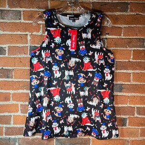Patriotic Dog Tank Top NWT Womens Medium USA Print July 4th Dogs Sleeveless